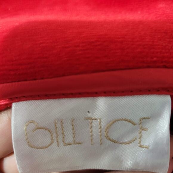 Vintage Bill Tice Robe Red Velour Housecoat Velvet Loungewear Caftan Size Medium - Picture 12 of 16